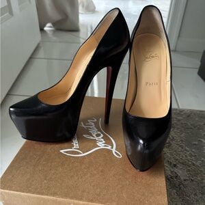 Christian Louboutin Black Peep-Toe Heels